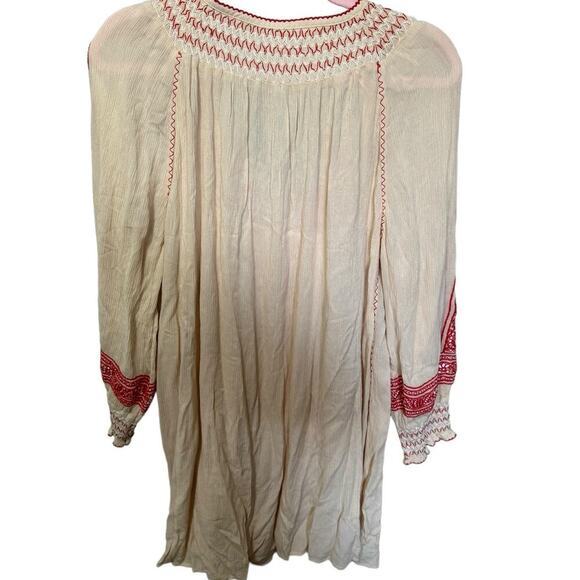 Free People Wind Willow Cashmere Dress Long Sleeve Mini Red Cream Size XS - Picture 7 of 11